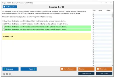 Juniper JN0-634 Security, Professional (JNCIP-SEC) Practice test exam simulator test engine exam Prep practice test questions answers Image 4