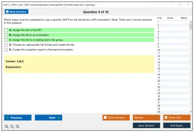 SAP C_TS460_2021 SAP Certified Associate - SAP S/4HANA Sales 2021 Upskilling Practice test exam simulator test engine exam Prep practice test questions answers Image 4