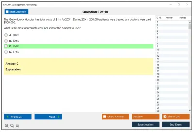 CPA MA Management Accounting Practice test exam simulator test engine exam Prep practice test questions answers Image 2