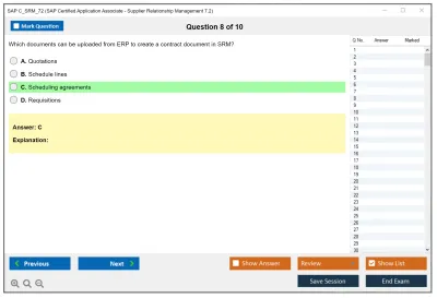 SAP C_SRM_72 SAP Certified Application Associate - Supplier Relationship Management 7.2 Practice test exam simulator test engine exam Prep practice test questions answers Image 8