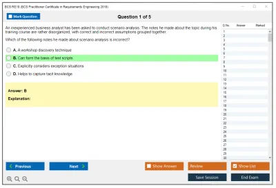 BCS RE18 BCS Practitioner Certificate in Requirements Engineering 2018 Practice test exam simulator test engine exam Prep practice test questions answers Image 1