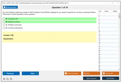 SAP C_S4FTR_2021 SAP Certified Application AssociateTreasury with SAP S/4HANA (SAP S/4HANA 2021) Practice test exam simulator test engine exam Prep practice test questions answers Image 1