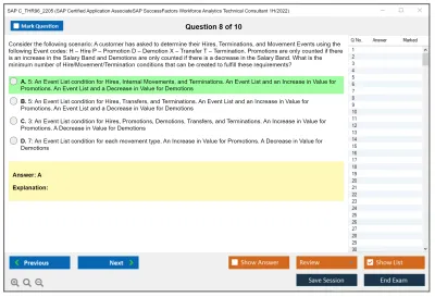 SAP C_THR96_2205 SAP Certified Application AssociateSAP SuccessFactors Workforce Analytics Technical Consultant 1H/2022 Practice test exam simulator test engine exam Prep practice test questions answers Image 8