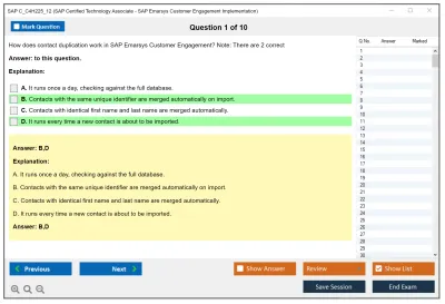 SAP C_C4H225_12 SAP Certified Associate - Implementation Consultant - SAP Emarsys Customer Engagement Practice test exam simulator test engine exam Prep practice test questions answers Image 1