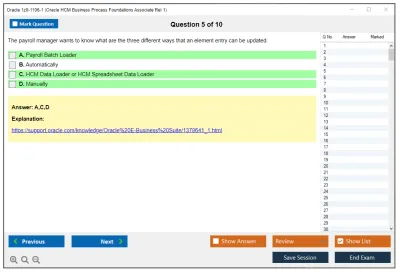 Oracle 1z0-1106-1 Oracle HCM Business Process Foundations Associate Rel 1 Practice test exam simulator test engine exam Prep practice test questions answers Image 5