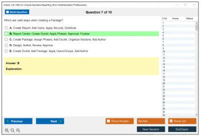 Oracle 1z0-1083-22 Oracle Narrative Reporting 2022 Implementation Professional Practice test exam simulator test engine exam Prep practice test questions answers Image 7