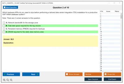 SAP C_HANATEC_18 SAP Certified Technology AssociateSAP HANA 2.0 SPS06 Practice test exam simulator test engine exam Prep practice test questions answers Image 2