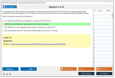 EMC DES-1423 Specialist - Implementation Engineer, Isilon Solutions Exam Practice test exam simulator test engine exam Prep practice test questions answers Image 5