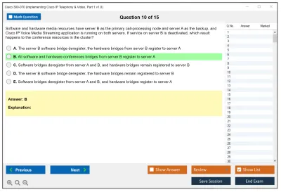Cisco 300-070 Implementing Cisco IP Telephony &amp; Video, Part 1 v1.0 Practice test exam simulator test engine exam Prep practice test questions answers Image 10