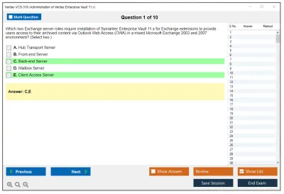 Veritas VCS-319 Administration of Veritas Enterprise Vault 11.x Practice test exam simulator test engine exam Prep practice test questions answers Image 1