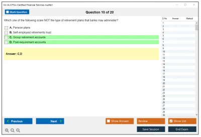 IIA IIA-CFSA Certified Financial Services Auditor Practice test exam simulator test engine exam Prep practice test questions answers Image 10