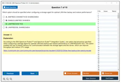 IBM C1000-082 IBM Spectrum Protect V8.1.9 Administration Practice test exam simulator test engine exam Prep practice test questions answers Image 7
