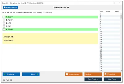 Cisco 300-415 Implementing Cisco SD-WAN Solutions (300-415 ENSDWI) Practice test exam simulator test engine exam Prep practice test questions answers Image 8