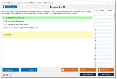 Avaya 3309 Avaya Aura Experience Portal with POM Implementation and Maintenance Practice test exam simulator test engine exam Prep practice test questions answers Image 9