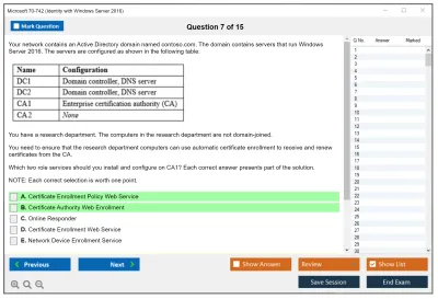 Microsoft 70-742 Identity with Windows Server 2016 Practice test exam simulator test engine exam Prep practice test questions answers Image 7