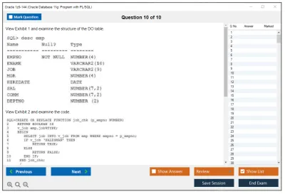 Oracle 1z0-144 Oracle Database 11g: Program with PL/SQL Practice test exam simulator test engine exam Prep practice test questions answers Image 10