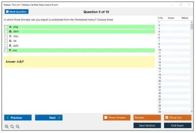 Tableau TDA-C01 Tableau Certified Data Analyst Exam Practice test exam simulator test engine exam Prep practice test questions answers Image 5