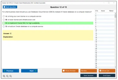 Oracle 1z0-1072-21 Oracle Cloud Infrastructure 2021 Architect Associate Practice test exam simulator test engine exam Prep practice test questions answers Image 12