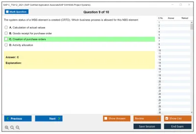 SAP C_TS412_2021 SAP Certified Associate - SAP S/4HANA Project Systems Practice test exam simulator test engine exam Prep practice test questions answers Image 9