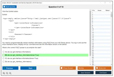 Juniper JN0-421 Automation and DevOps-Specialist (JNCIS-DevOps) Practice test exam simulator test engine exam Prep practice test questions answers Image 9