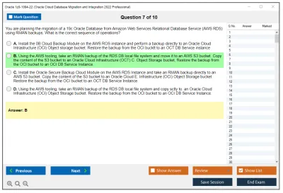 Oracle 1z0-1094-22 Oracle Cloud Database Migration and Integration 2022 Professional Practice test exam simulator test engine exam Prep practice test questions answers Image 7