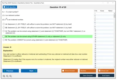 Test Prep GMAT-Section-2-Quantitative Section Two : Quantitative Test Practice test exam simulator test engine exam Prep practice test questions answers Image 15
