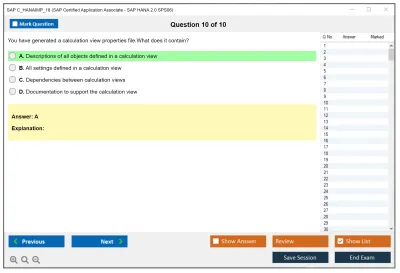 SAP C_HANAIMP_18 SAP Certified Application Associate - SAP HANA 2.0 SPS06 Practice test exam simulator test engine exam Prep practice test questions answers Image 10