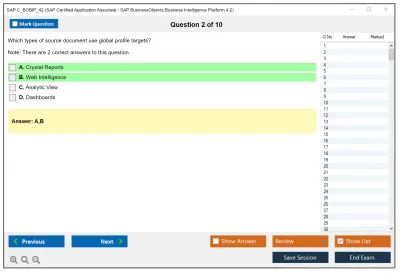 SAP C_BOBIP_42 SAP Certified Application Associate - SAP BusinessObjects Business Intelligence Platform 4.2 Practice test exam simulator test engine exam Prep practice test questions answers Image 2