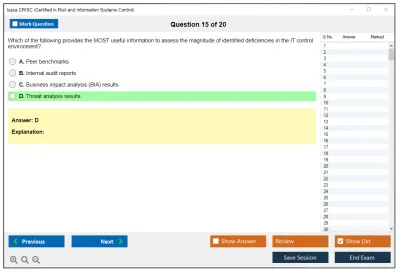 Isaca CRISC Certified in Risk and Information Systems Control Practice test exam simulator test engine exam Prep practice test questions answers Image 15