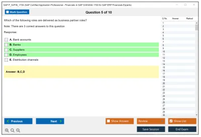 SAP P_S4FIN_1709 SAP Certified Application Professional - Financials in SAP S/4HANA 1709 for SAP ERP Financials Experts Practice test exam simulator test engine exam Prep practice test questions answers Image 5