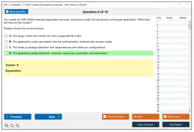 SAP C_HANADEV_17 SAP Certified Associate - Developer - SAP HANA 2.0 SPS05 Practice test exam simulator test engine exam Prep practice test questions answers Image 6