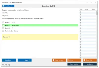 CIW 1D0-635 CIW JavaScript Specialist Practice test exam simulator test engine exam Prep practice test questions answers Image 8