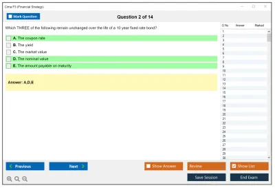 Cima F3 Financial Strategy Practice test exam simulator test engine exam Prep practice test questions answers Image 2