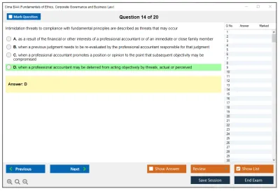 Cima BA4 Fundamentals of Ethics, Corporate Governance and Business Law Practice test exam simulator test engine exam Prep practice test questions answers Image 14