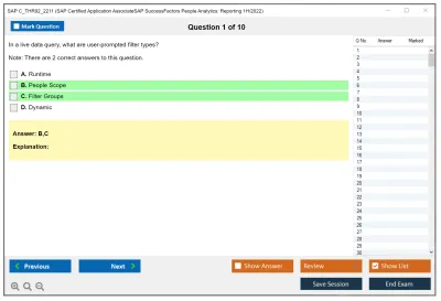 SAP C_THR92_2211 SAP Certified Application AssociateSAP SuccessFactors People Analytics: Reporting 1H/2022 Practice test exam simulator test engine exam Prep practice test questions answers Image 1