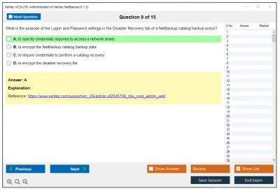 Veritas VCS-278 Administration of Veritas NetBackup 8.1.2 Practice test exam simulator test engine exam Prep practice test questions answers Image 9