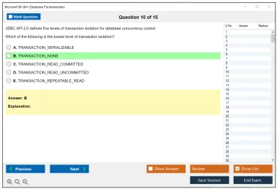 Microsoft 98-364 Database Fundamentals Practice test exam simulator test engine exam Prep practice test questions answers Image 10