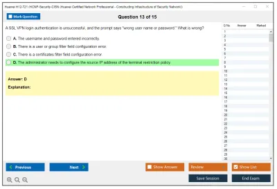 Huawei H12-721 Huawei Certified ICT Professional - Constructing Infrastructure of Security Network Practice test exam simulator test engine exam Prep practice test questions answers Image 13
