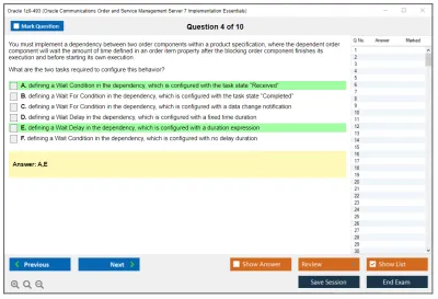 Oracle 1z0-493 Oracle Communications Order and Service Management Server 7 Implementation Essentials Practice test exam simulator test engine exam Prep practice test questions answers Image 4