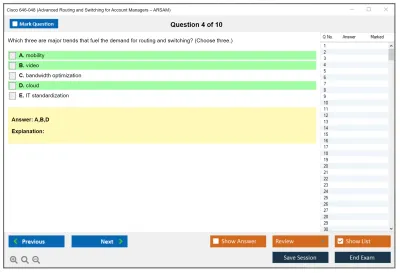 Cisco 646-048 Advanced Routing and Switching for Account Managers – ARSAM Practice test exam simulator test engine exam Prep practice test questions answers Image 4