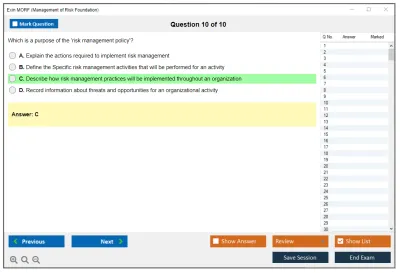 Exin MORF Management of Risk Foundation Practice test exam simulator test engine exam Prep practice test questions answers Image 10
