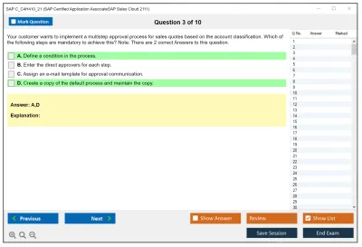 SAP C_C4H410_21 SAP Certified Associate - Implementation Consultant - SAP Sales Cloud Practice test exam simulator test engine exam Prep practice test questions answers Image 3