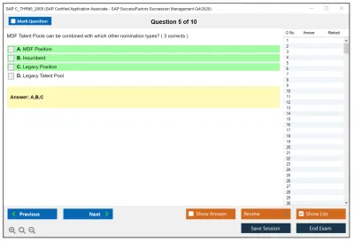 SAP C_THR85_2005 SAP Certified Application Associate - SAP SuccessFactors Succession Management Q4/2020 Practice test exam simulator test engine exam Prep practice test questions answers Image 5