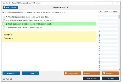 Nokia 4A0-C04 Nokia NRS II Composite Exam: OSPF version Practice test exam simulator test engine exam Prep practice test questions answers Image 8