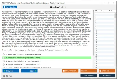 TOEFL TOEFL-Reading-Comprehension Test of English as a Foreign Language - Reading Comprehension Practice test exam simulator test engine exam Prep practice test questions answers Image 7