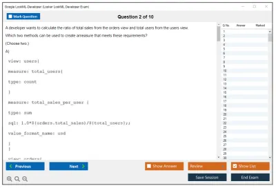 Google LookML-Developer Looker LookML Developer Exam Practice test exam simulator test engine exam Prep practice test questions answers Image 2