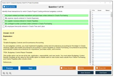 Oracle 1z0-511 Oracle E-Business Suite R12 Project Essentials Practice test exam simulator test engine exam Prep practice test questions answers Image 1