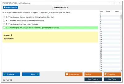 HP HPE0-V27 HPE Edge-to-Cloud Solutions Practice test exam simulator test engine exam Prep practice test questions answers Image 4