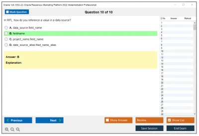 Oracle 1z0-1032-22 Oracle Responsys Marketing Platform 2022 Implementation Professional Practice test exam simulator test engine exam Prep practice test questions answers Image 10