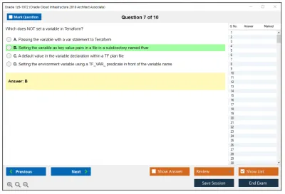 Oracle 1z0-1072 Oracle Cloud Infrastructure 2019 Architect Associate Practice test exam simulator test engine exam Prep practice test questions answers Image 7
